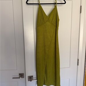 Lulu's Olive Green Strappy V-Neck Midi Dress